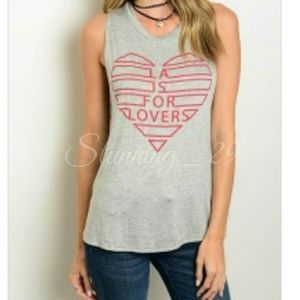 🆕5☆GREY "LA IS FOR LOVERS"GRAPHIC PRINT TANK  TOP